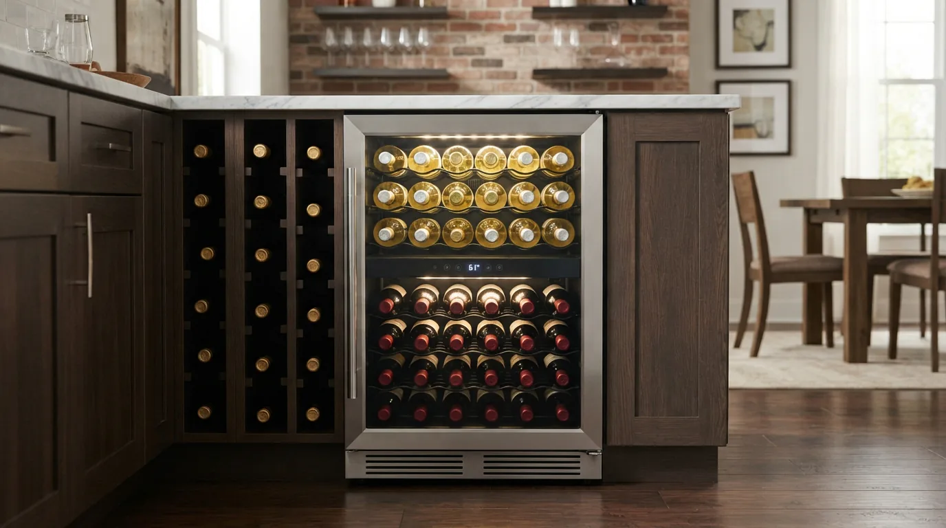 EdgeStar 32 bottle dual zone wine cooler with lit interior