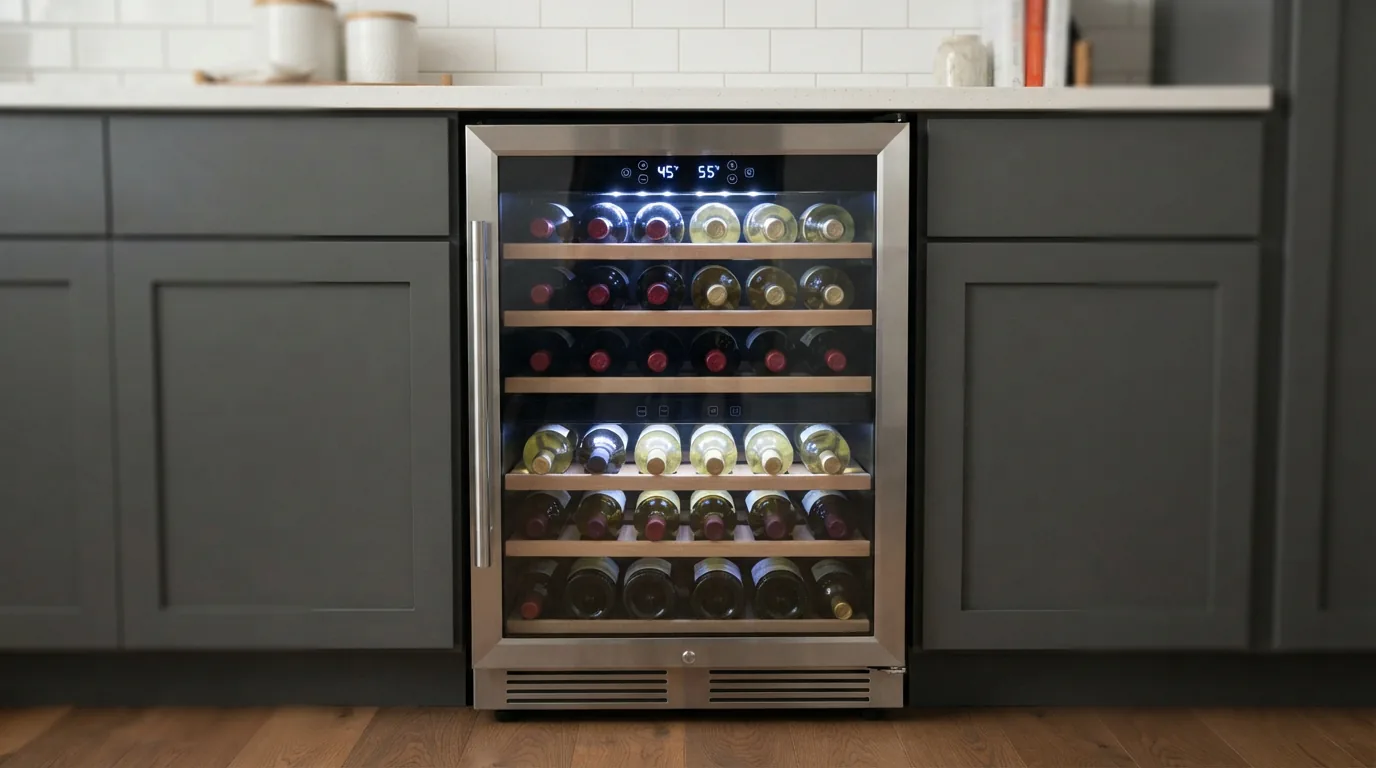 EdgeStar 24-inch wide 52 bottle dual zone wine cooler with digital touch controls