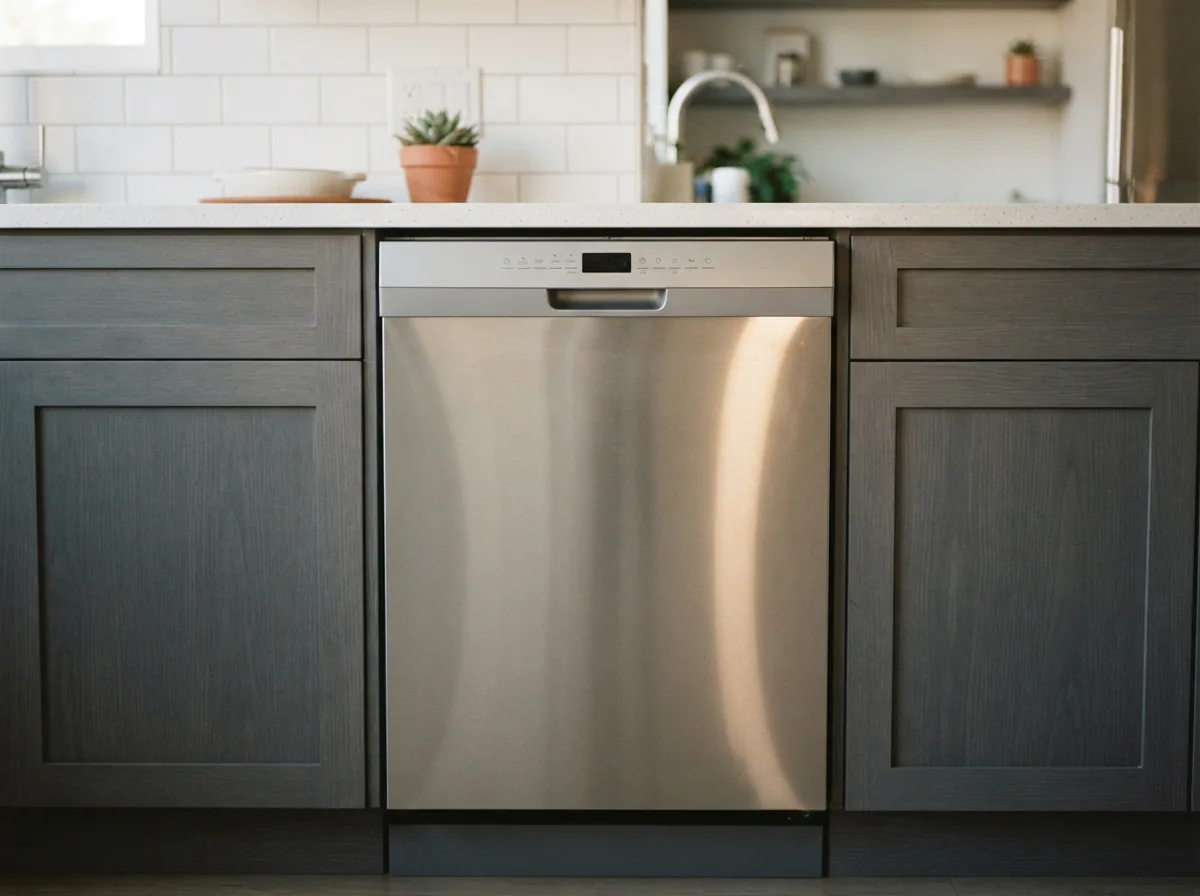 A built-in EdgeStar dishwasher with a stainless steel finish and intuitive control panel