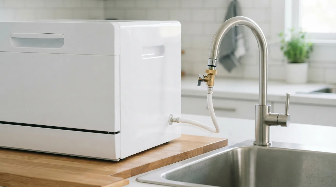 EdgeStar PDW31 24-Inch Portable Dishwasher with countertop adapter in white finish.