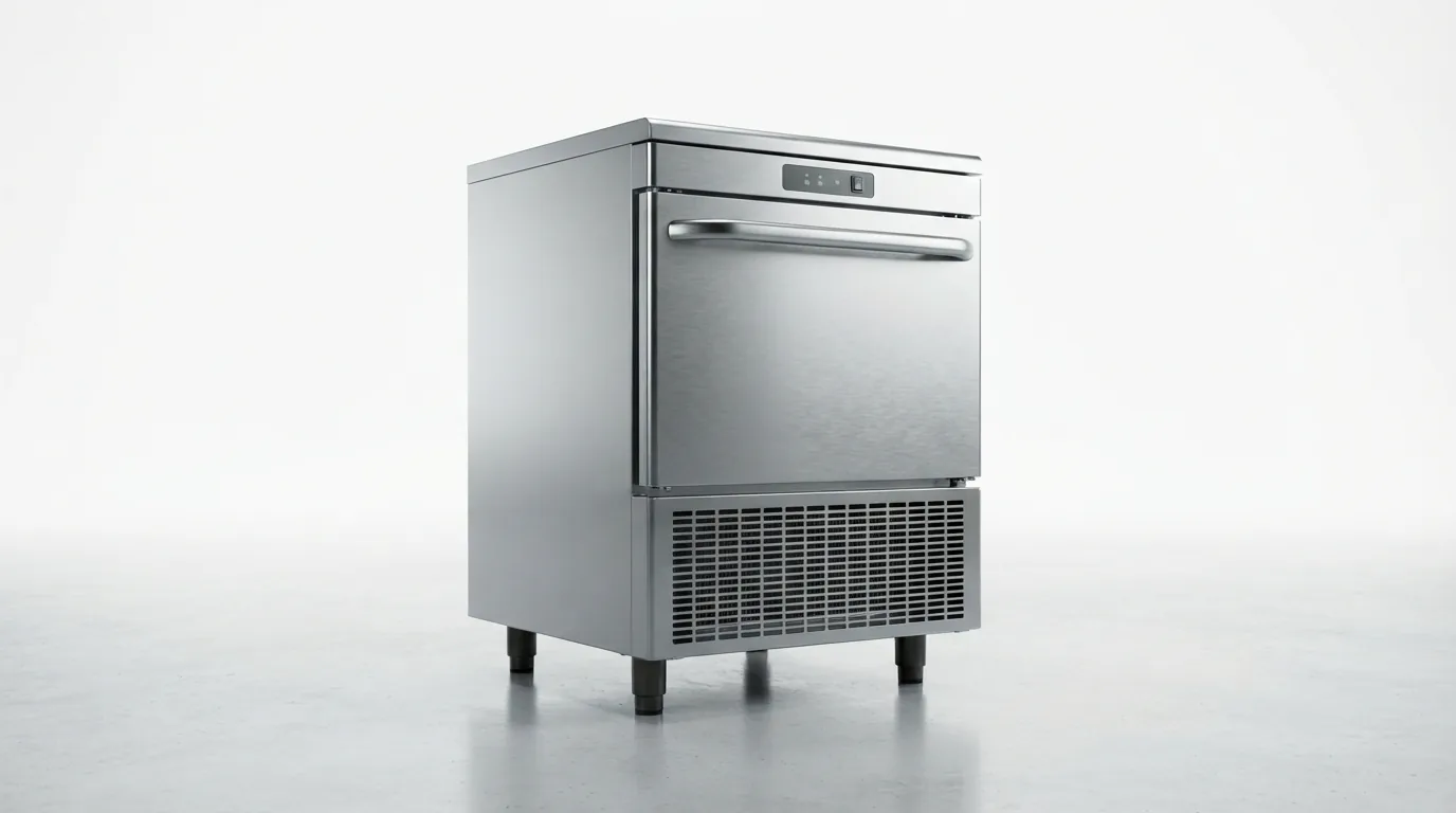 A commercial-grade EdgeStar undercounter ice maker with a large ice production capacity.