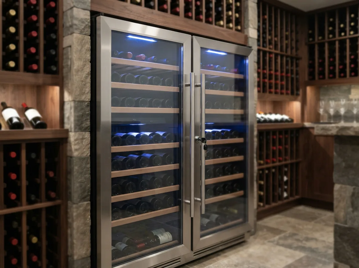 EdgeStar 142 bottle dual zone double door wine cooler with door lock feature